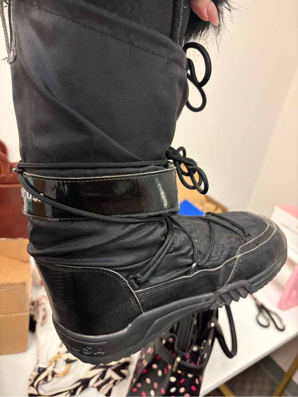 DC Black Lace-Up Snow Boots with Glossy Trim - Picture 5 of 9